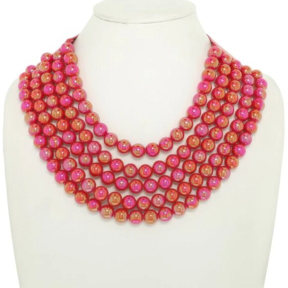 NEW - 5 Row SHIMMER Beaded Magentic Close Statement Beads Necklaces - Picture 13 of 15